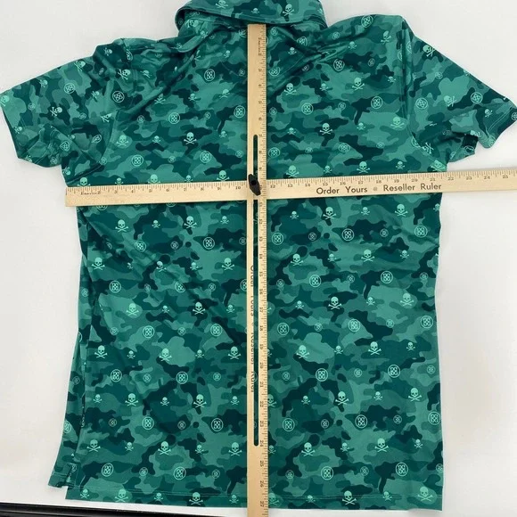G/FORE Golf Polo Mens Large Green Camo Skull & T's Performance Shirt Luxury
